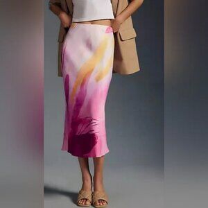 Anthropologie Midi Pink Skirt size M